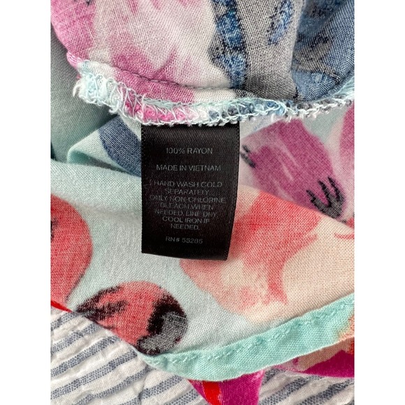 Express Floral Sundress Sleeveless Casual Dress Button Front Blue Pink Size M - Picture 7 of 7